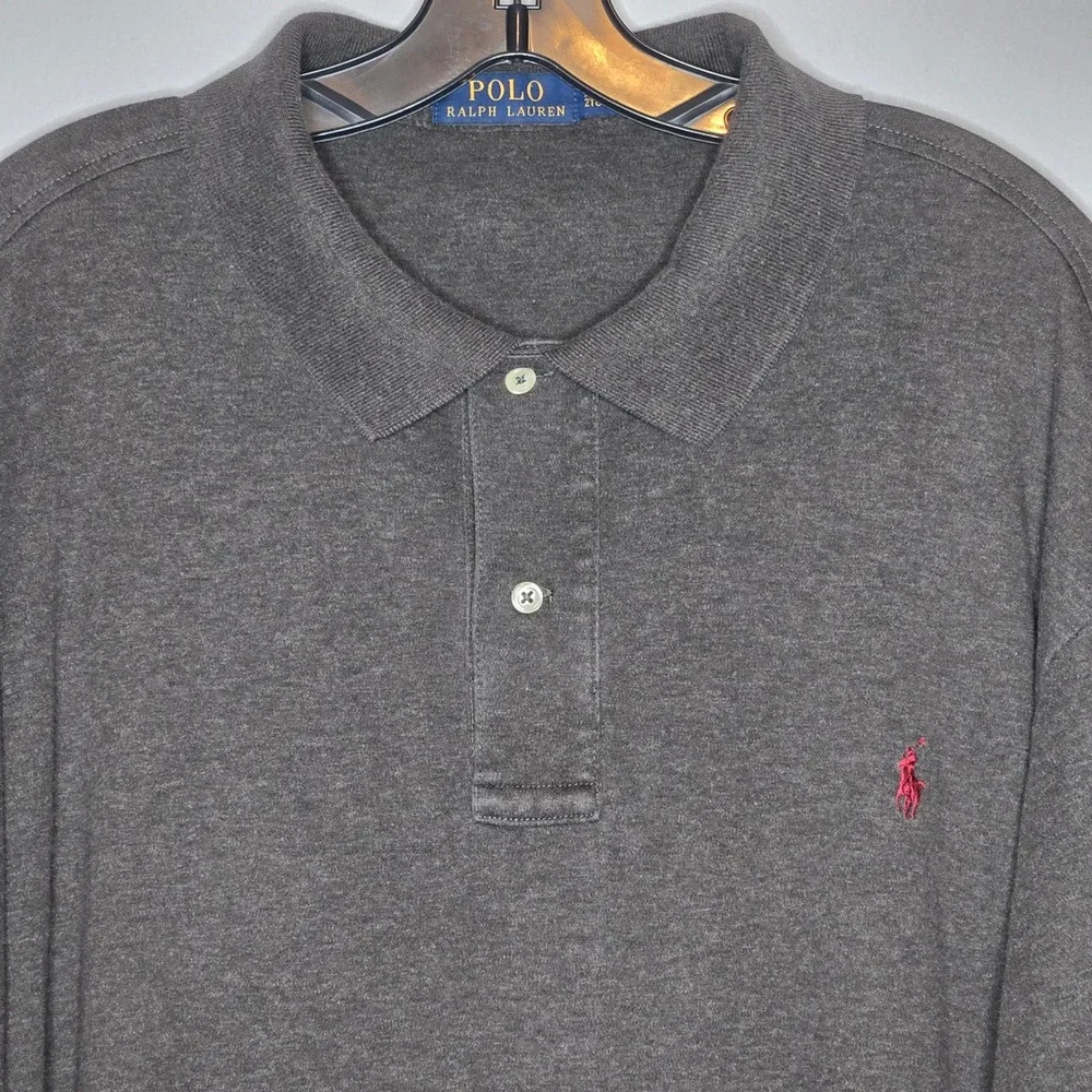 Polo Ralph Lauren Big & Tall 2XB Charcoal Grey Short Sleeve Polo Shirt Red Pony